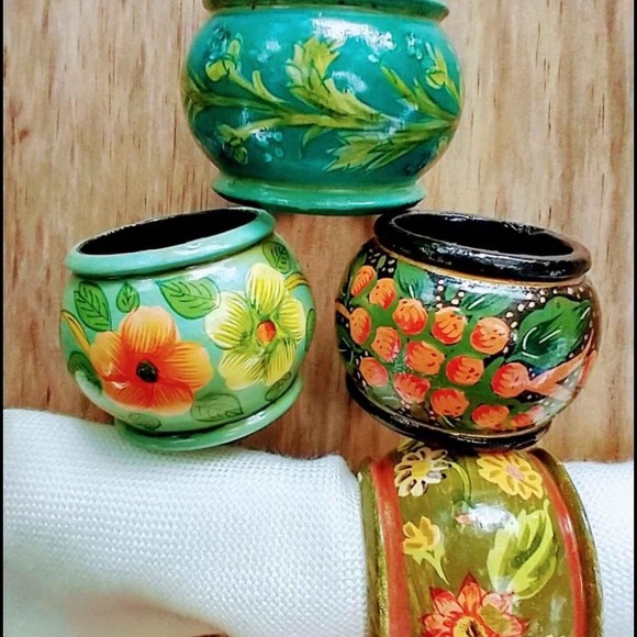 Anthropologie Dining Anthropologie Napkin Rings Home Handpainted